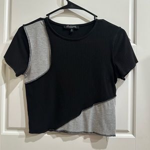 mixed thread black/grey crop top, size medium